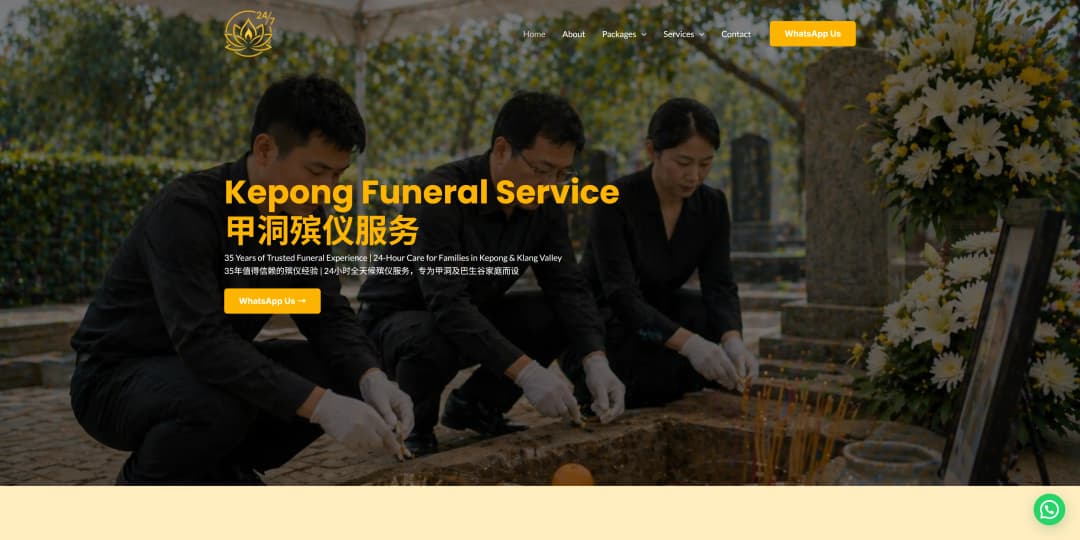 Kepong Funeral Services website screenshot