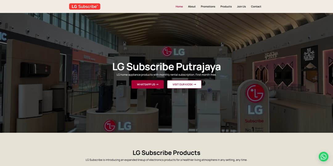 LG Subscribe Putrajaya website screenshot